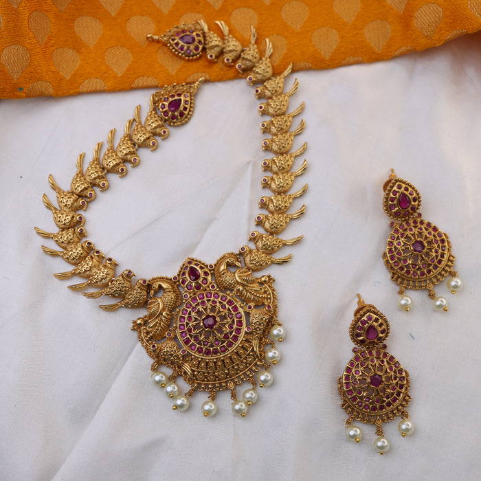 Antique short necklace and earrings 16779
