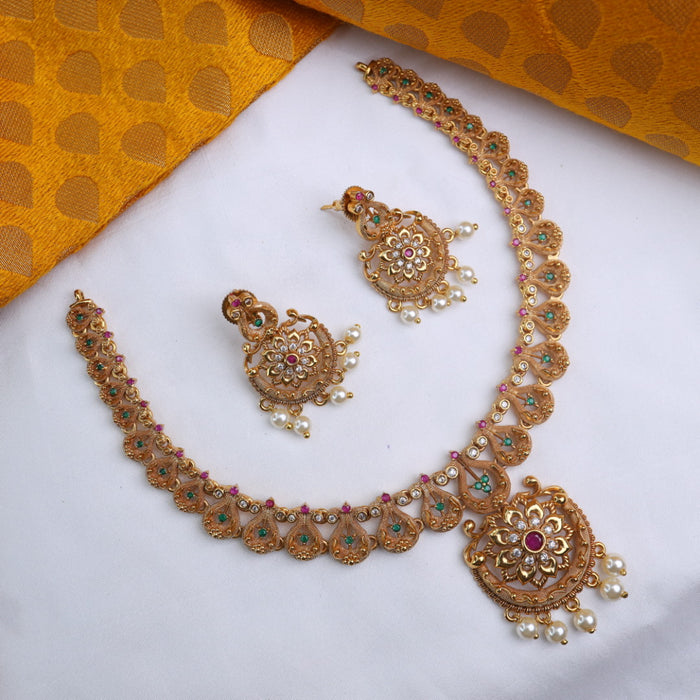 Antique short necklace with earrings 15683