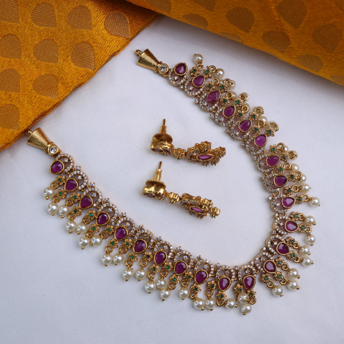 Antique short necklace with earrings 15677