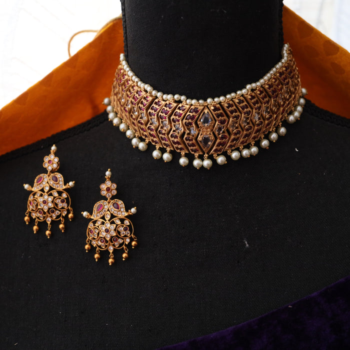 Antique choker necklace and earrings 1428