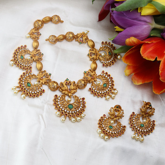 Antique short necklace and earring 15690