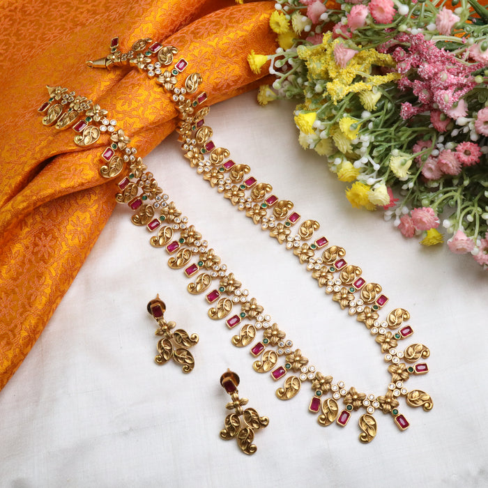 Antique long necklace and earring 14486