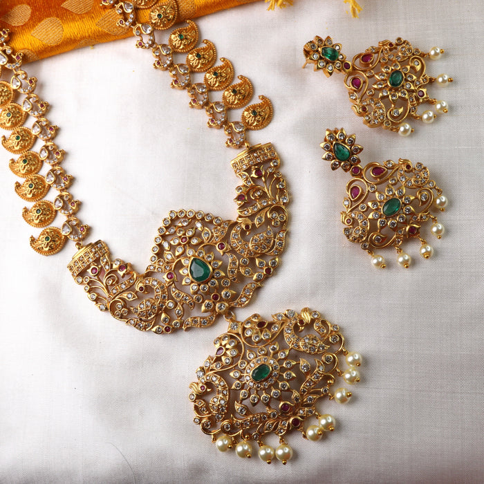 Antique long pendant necklace and earrings 14482