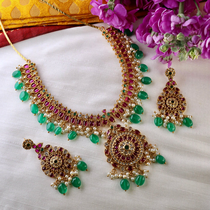 Antique short necklace and earrings 13492543