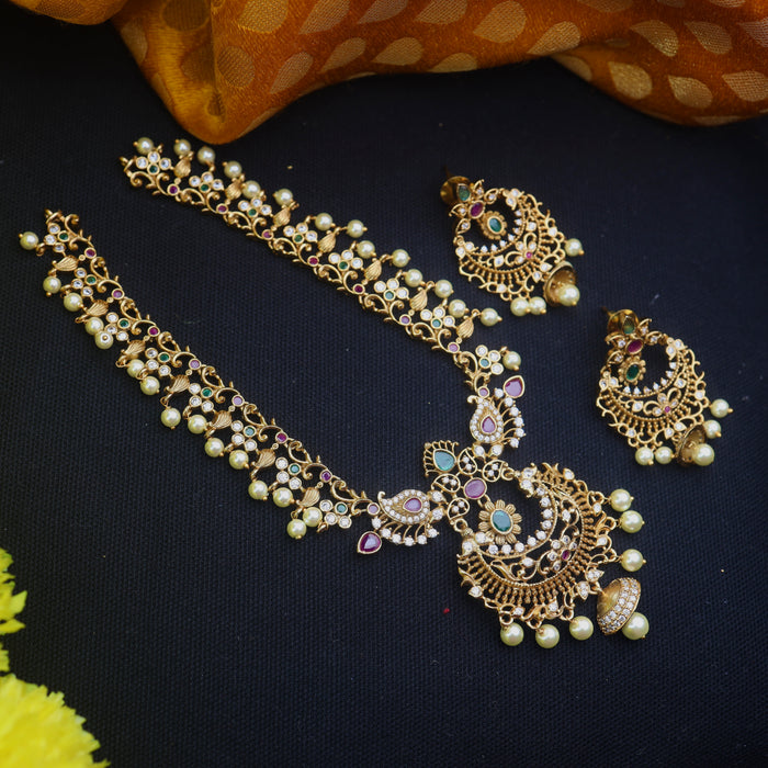 Antique short necklace and earrings 15589