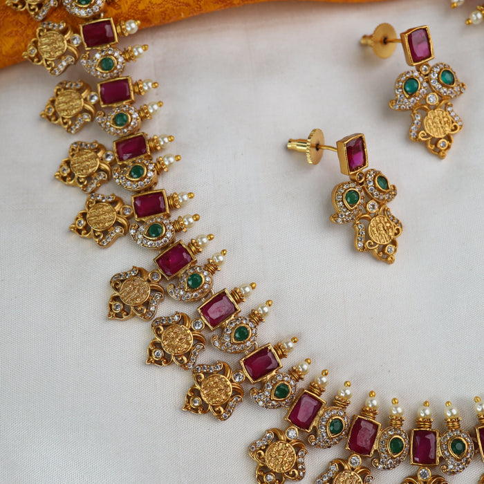 Antique long necklace and earrings 16714