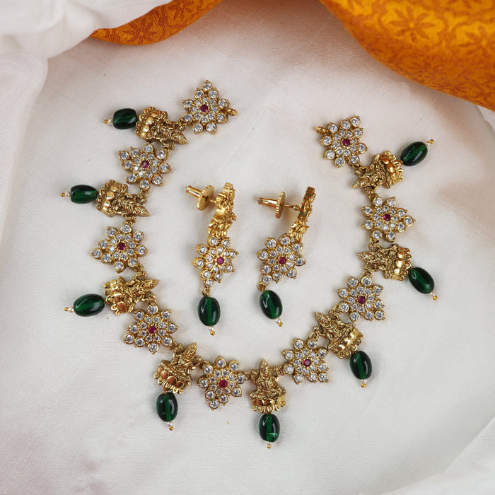 Antique short necklace and earrings 15573