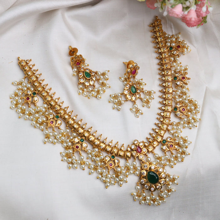 Antique short necklace and earrings 15890