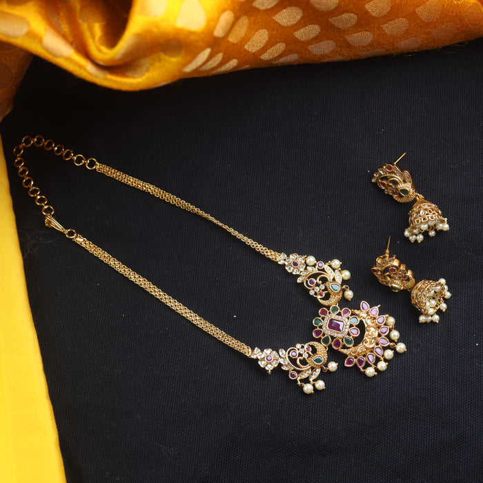 Antique short necklace and earrings 14489
