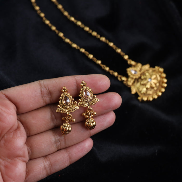 Antique simple gold necklace with earrings 14597