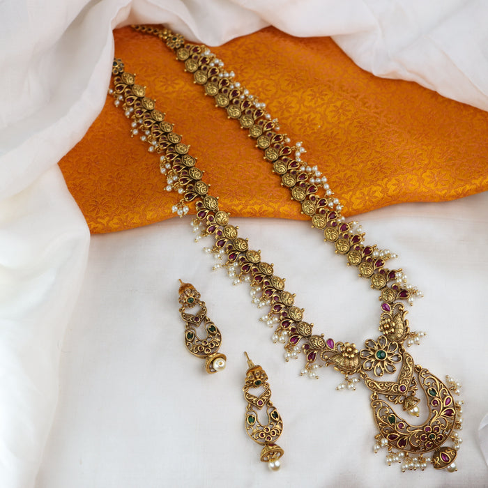 Antique long necklace and earrings 16711