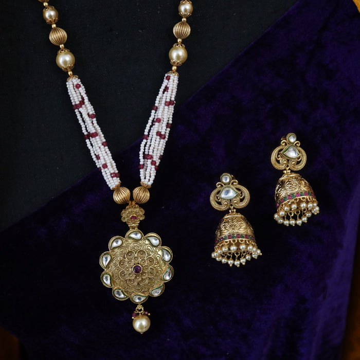 Antique short necklace and earrings 15717