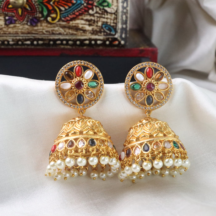 Antique navaratna jumka earrings 23038