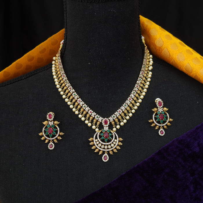 Antique short necklace and earrings 15667