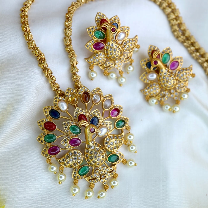 Antique pendant chain and earrings 13476