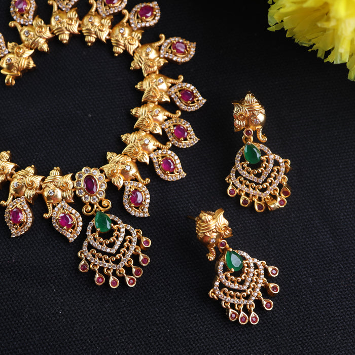 Antique short necklace and earrings  18160