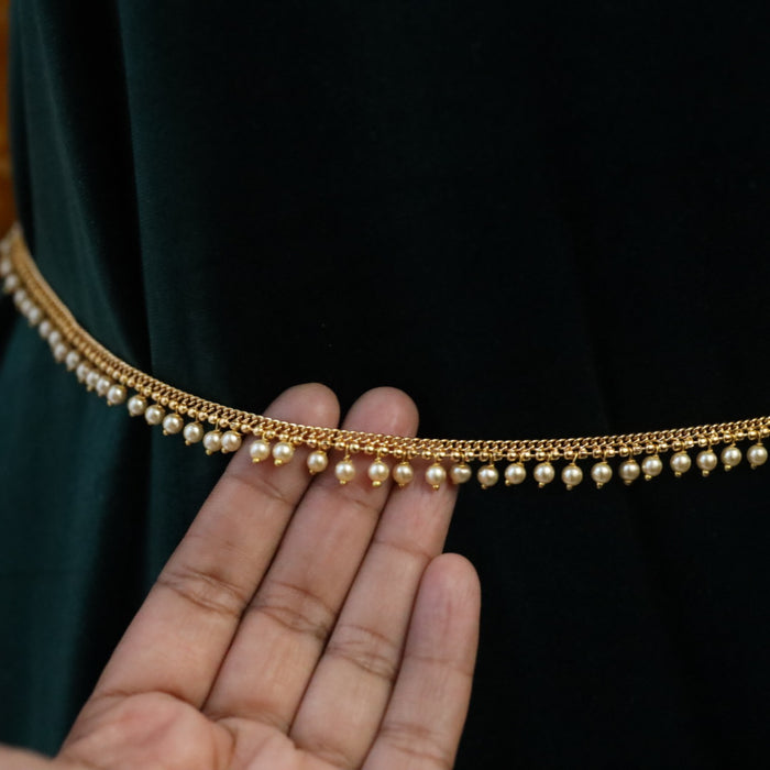 Antique gold and pearl simple waistchain  10124