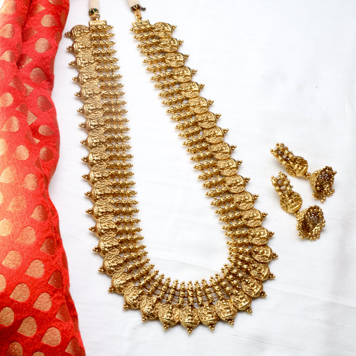 Antique gold long necklace and earrings 1536
