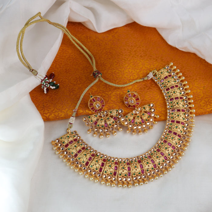 Antique short necklace and earrings 16715