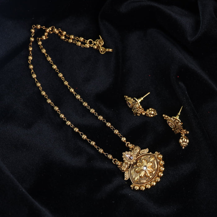 Antique simple gold necklace with earrings 14597