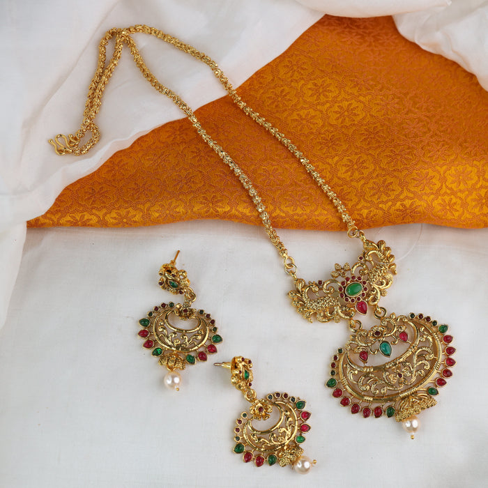 Antique pendant chain and earrings 16719