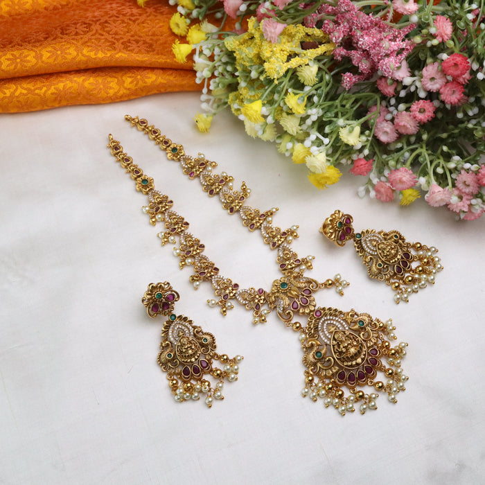 Cz stone short necklace and earring   14472