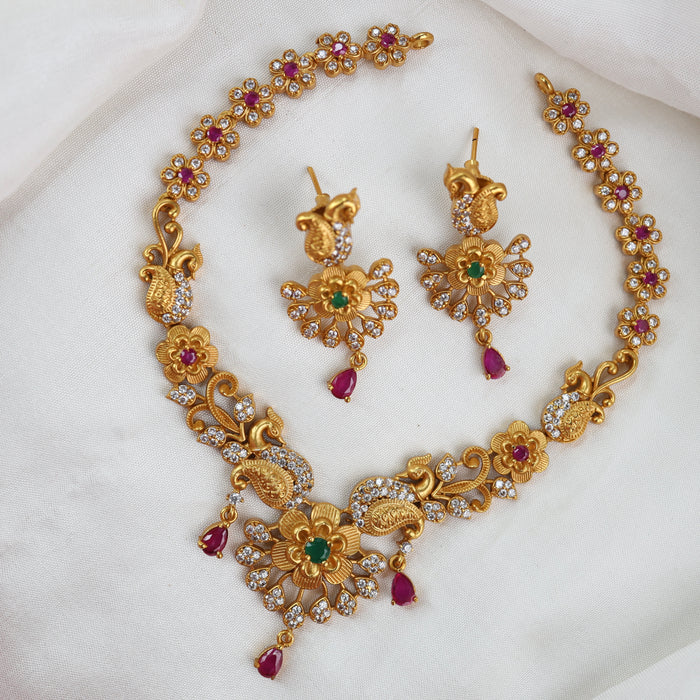 Antique short necklace and earrings 15558