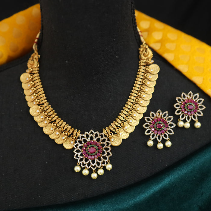Antique short necklace and earrings 1651