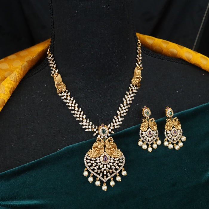 Antique short necklace and earrings 14415