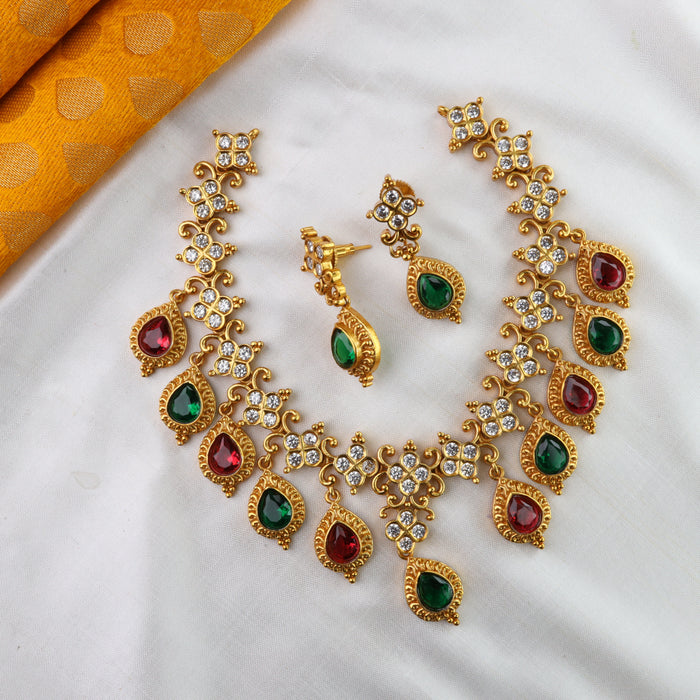 Antique short necklace and earring  1652