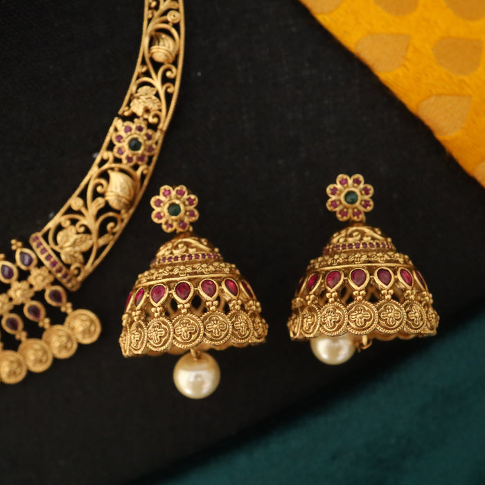 Antique short necklace and earrings 1647