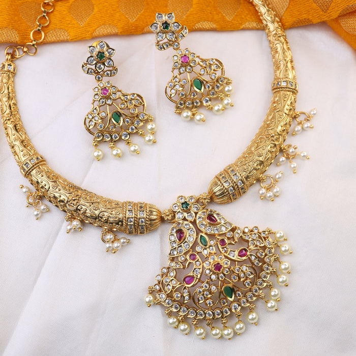 Antique short necklace and earrings 16773