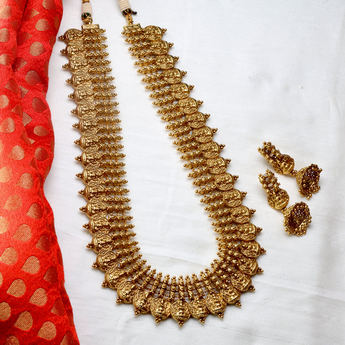 Antique gold long necklace and earrings 1536