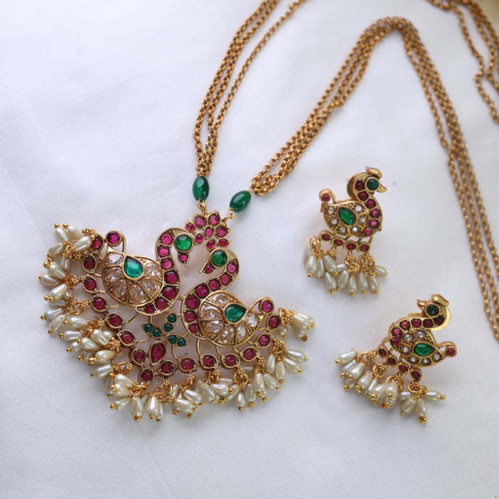 Antique long necklace with earrings 15678