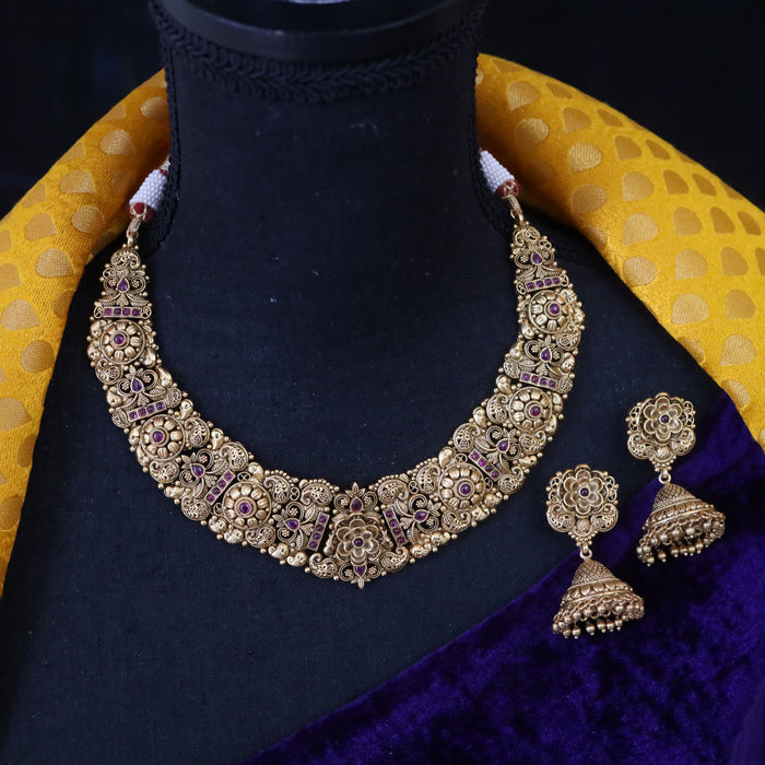Antique short necklace and earrings 15713