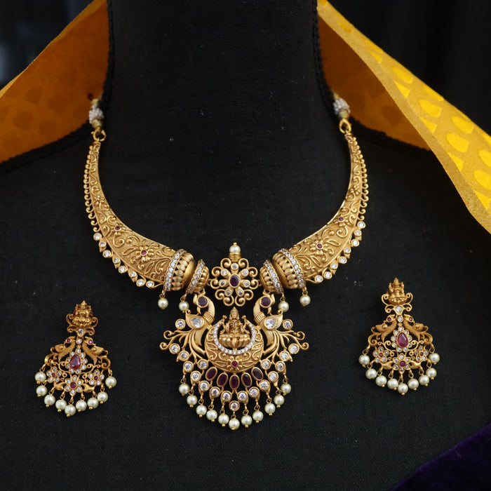 Antique short necklace and earrings 15691