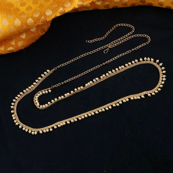 Antique gold and pearl simple waistchain  10124