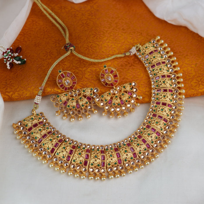 Antique short necklace and earrings 16715