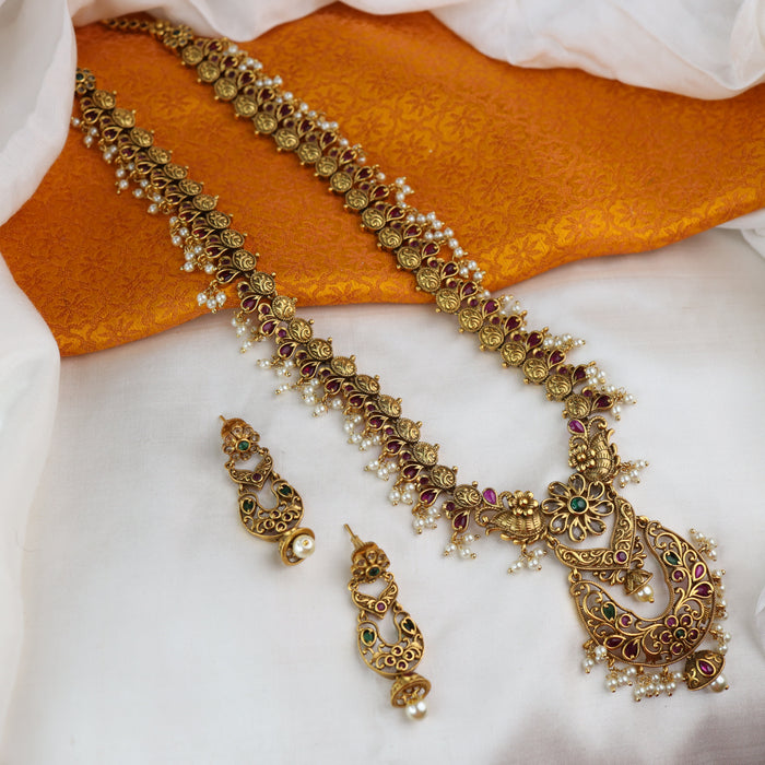 Antique long necklace and earrings 16711