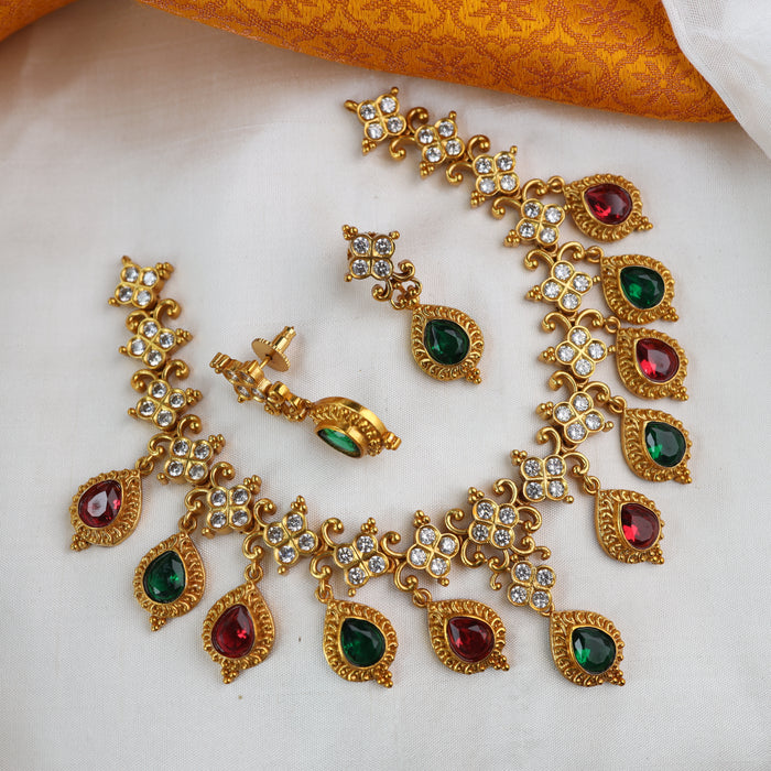 Antique short necklace and earrings15539