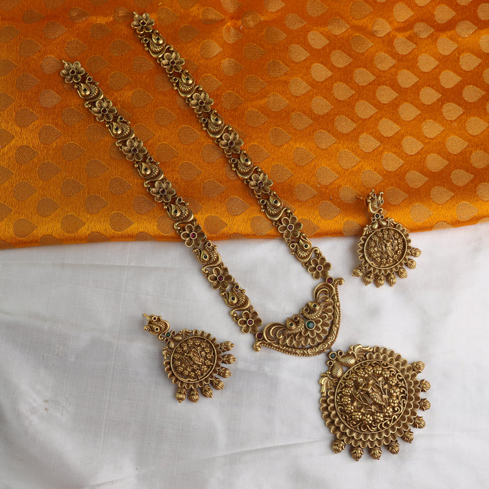 Antique gold long necklace and earrings 15711