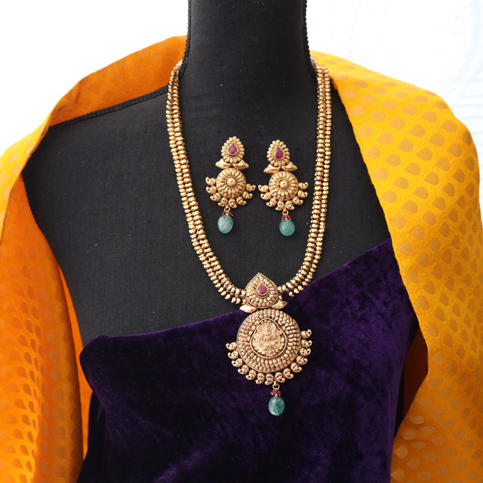 Antique gold long necklace with earrings 1394