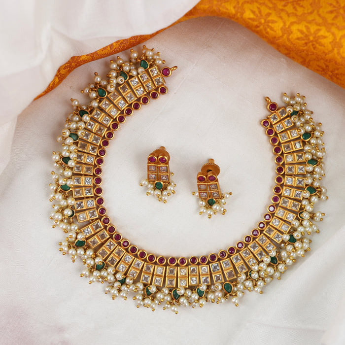 Antique short necklace and earrings  15567