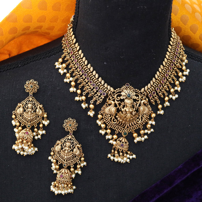 Antique short necklace with earrings 14166