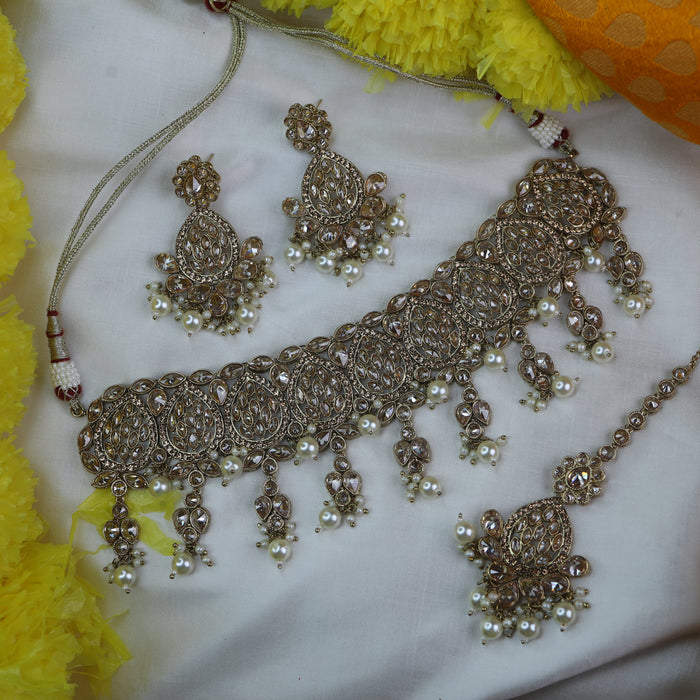 Trendy Antique choker necklace and earrings 15678
