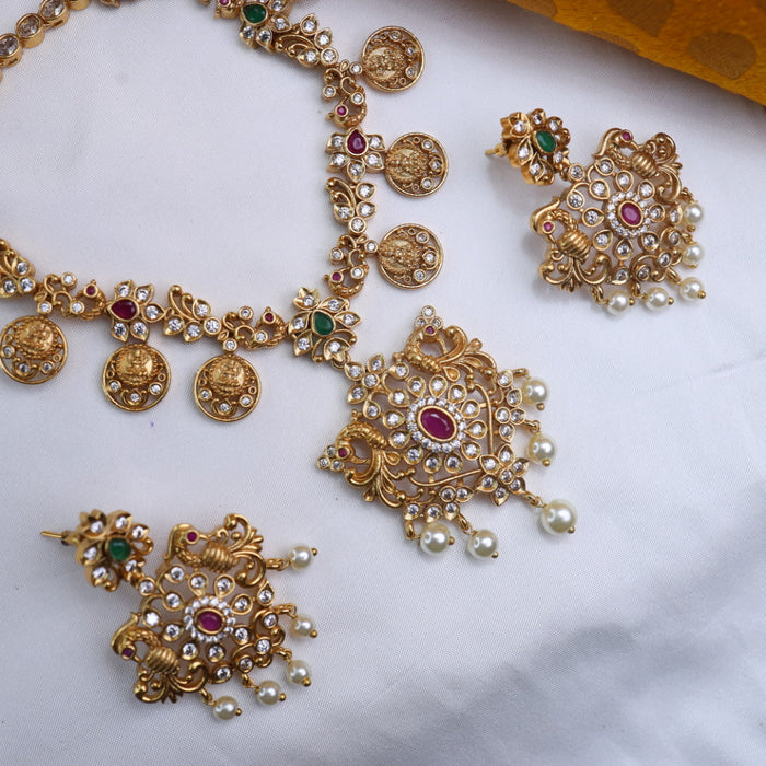 Antique short necklace with earrings 6779