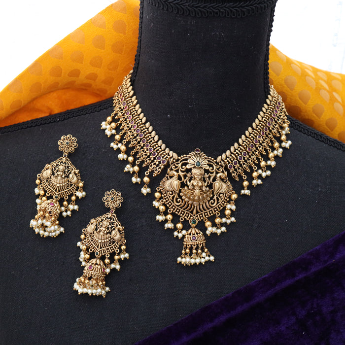 Antique short necklace with earrings 14166