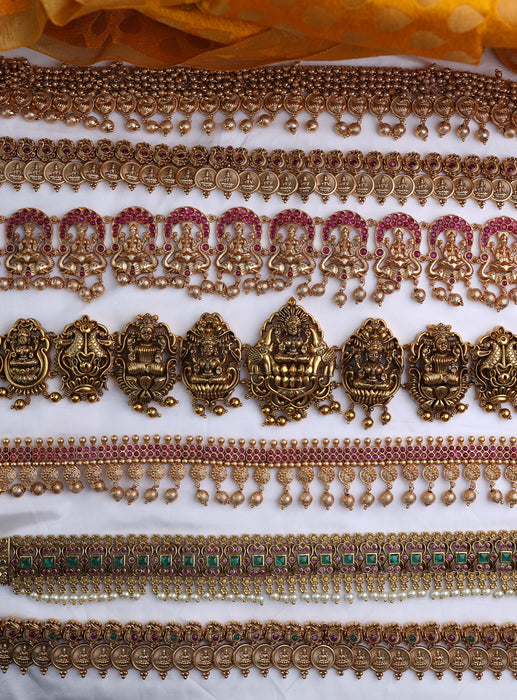 Antique gold temple design waistchain 10712