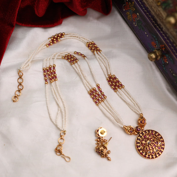 Antique pearl necklace and earrings 15668