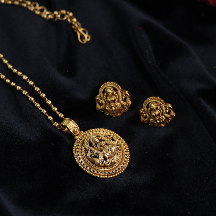 Antique simple gold necklace with earrings 14596